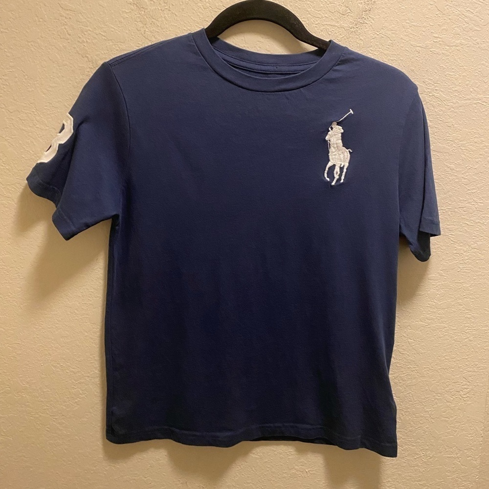 Polo Ralph Lauren Boys Big Polo Logo Blue Short Sleeve T-Shirt Size M (10-12)